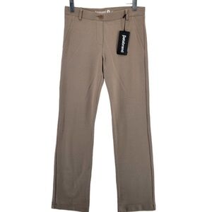 Betabrand Yoga Dress Pants Tan Khaki Womens Size Medium Classic Straight Leg NWT